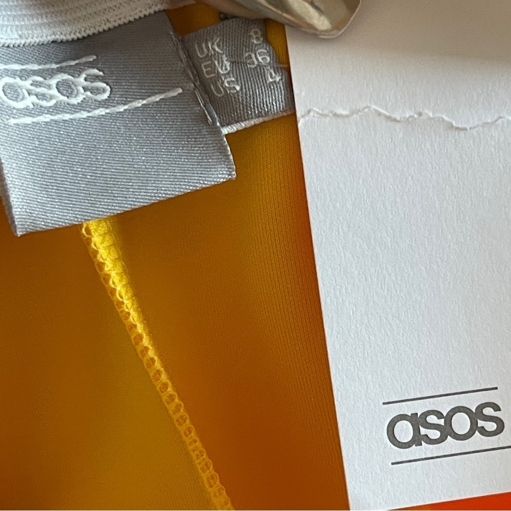 ASOS | Yellow Scuba Tiered Ruffle Mini Skirt Sz 4 - Picture 4 of 6